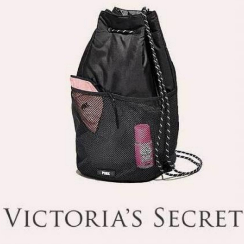 Victoria's Secret Drawstring Backpack Black